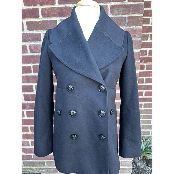 BURBERRY Authentic Women's Cashmere Wool Blend Black Peacoat USA 4/UK 6/ITA 38 - Picture 1 of 7